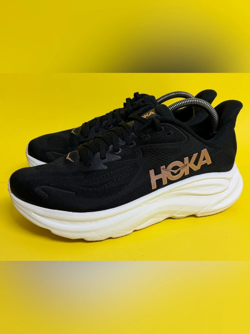 Hoka Clifton 10 Womens Running Shoes Black Rose Gold 1162031 BRGL SIZE 9.5 B